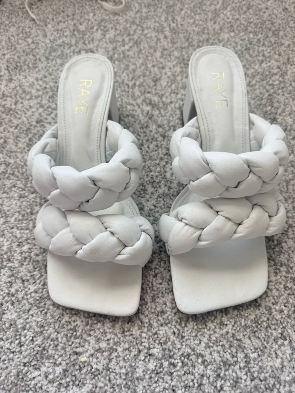 RAYE BRAIDED SQUARE TOE BLOCK HEELS from REVOLVE
